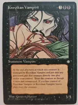 MTG Magic The Gathering Card Krovikan Vampire Summon Vampire Black Ice Age 1995 - Image 1
