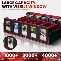 Red Card Storage Box with Handle - 5-Row Case Holds 4000+ Cards for MTG/Yu-Gi-Oh - Image 2