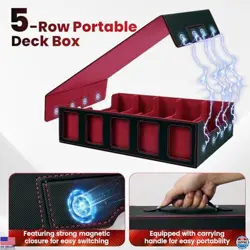 Red Card Storage Box with Handle - 5-Row Case Holds 4000+ Cards for MTG/Yu-Gi-Oh - Image 3
