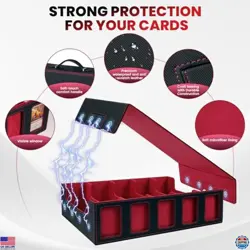 Red Card Storage Box with Handle - 5-Row Case Holds 4000+ Cards for MTG/Yu-Gi-Oh - Image 4