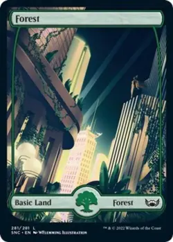 Forest (281) -Foil Light Play MTG Streets of New Capenna - Image 1