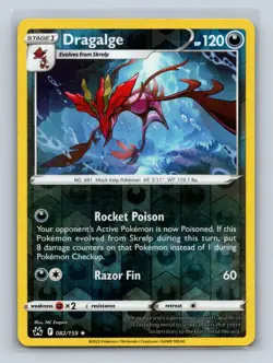 Dragalge #082/159 Crown Zenith Reverse Holo Pokemon LP - Image 1