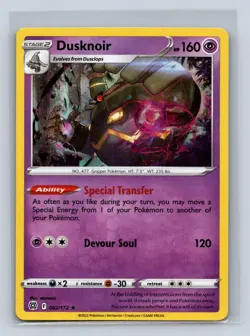 Dusknoir #062/172 SWSH09: Brilliant Stars Holo Rare Pokemon LP - Image 1