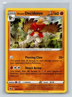 Hisuian Decidueye #082/189 SWSH10: Astral Radiance Holo Rare Pokemon LP - Image 1