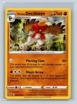 Hisuian Decidueye #082/189 SWSH10: Astral Radiance Holo Rare Pokemon LP - Image 1