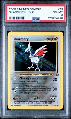 Skarmory 13/111 Neo Genesis Holo 2000 Pokemon Vintage Rare Near Mint PSA 8 New - Image 1