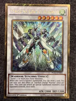 Yugioh Stardust Charge Warrior PGL3-EN005 Gold Secret Rare 1st Edition NM - Image 1
