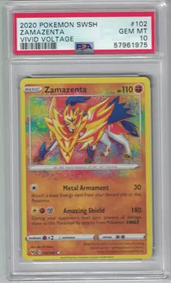 PSA 10 - Zamazenta Amazing Rare #102 - Vivid Voltage - Graded Pokemon Card - Image 1