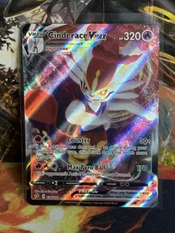 Pokemon TCG Cinderace VMAX Rebel Clash Holo Ultra Rare Card 036/192 NM - Image 1