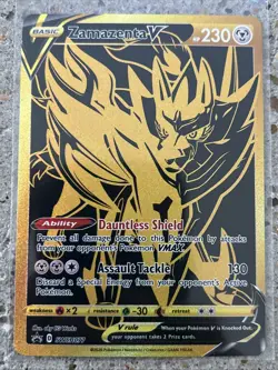 Zamazenta V SWSH077 Black Star Promo Black Gold Full Art Holo Pokemon Card - Image 1