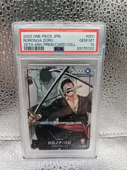 PSA 10 2022 ONE PIECE JAPANESE 25TH ANNIVERSARY PREMIUM CARD 001 RORONOA ZORO - Image 1