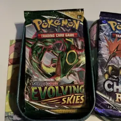 TWO PACKS POKEMON CARDS UNOPENED EVOLVING SKIES & CHILLING REIGN SEALED WITH TIN - Image 3