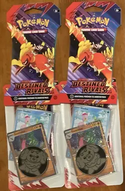Pokemon TCG: Destined Rivals 2 Sleeved Booster & 2 Coin Promo Packs - Image 1