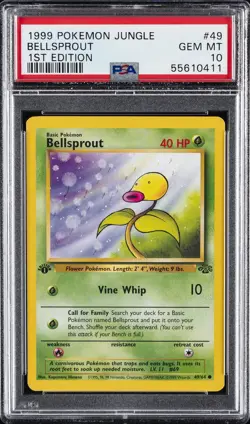 1999 POKEMON JUNGLE 1ST ED #49 BELLSPROUT PSA 10 - Image 1