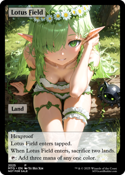 LOTUS FIELD : altered-art card for use with MTG : w- very sexy, anime babe! - Image 1