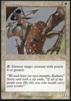 MTG Intrepid Hero, Urza's Saga, Damaged, English - Image 1