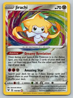 Pokemon TCG Jirachi 119/185 Amazing Rare Sword & Shield: Vivid Voltage NM - Image 1