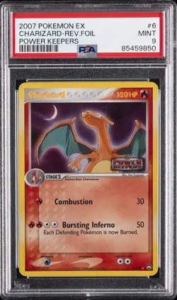 2007 POKEMON EX POWER KEEPERS #6 CHARIZARD-REVERSE FOIL PSA 9 - Image 1