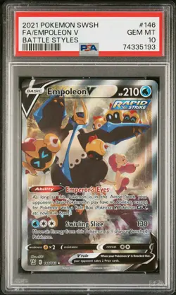 2021 POKEMON SWORD & SHIELD BATTLE STYLES #146 FULL ART/EMPOLEON V PSA 10 - Image 1