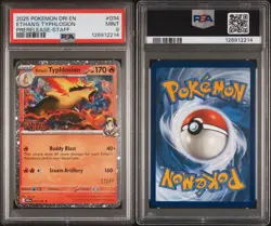 2025 POKEMON DRI EN-DESTINED RIVALS PRERELEASE-STAFF ETHAN'S TYPHLOSION PSA 9 - Image 3