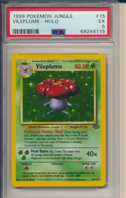 1999 Pokemon Jungle #15 Vileplume Holo PSA 5 - Image 1