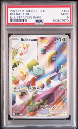 2024 POKEMON SCR EN-STELLAR CROWN ILLUSTRATION RARE #143 BULBASAUR PSA 9 - Image 1