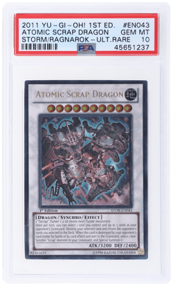 2011 Yu-Gi-Oh Storm of Ragnarok Atomic Scrap Dragon PSA 10 - Image 1