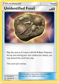 Unidentified Fossil 134/156 SM - Ultra Prism Pokemon Card NM - Image 1