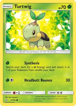 Turtwig (6) 6/156 SM - Ultra Prism Pokemon Card NM - Image 1