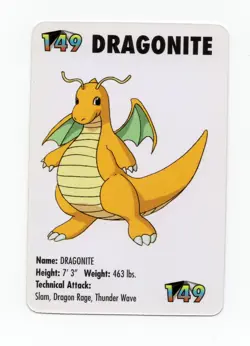 Dragonite #149 KFC Pokemon mini card promo 1998 - Image 1