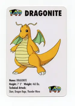 Dragonite #149 KFC Pokemon mini card promo 1998 - Image 1