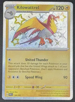 Kilowattrel 146/091 Pokemon TCG SV: Paldean Fates Shiny Rare Near Mint - Image 1