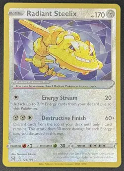 Radiant Steelix 124/196 Pokemon TCG SWSH11: Lost Origin Radiant Rare NM - Image 1