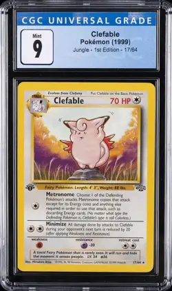 CLEFABLE #171 POKEMON JUNGLE 1ST EDITION NON-HOLO CGC 9 - Image 1