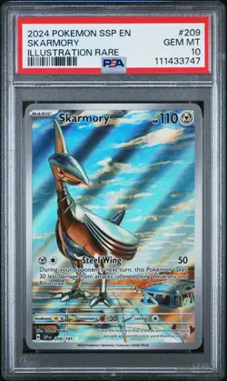 PSA 10 GEM MT 💎 - Skarmory 209/191 Surging Sparks Illustration Rare - Pokemon - Image 1