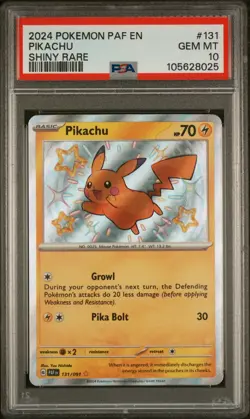 PSA 10 💎 Pokemon 2024 Pikachu 131/091 Shiny Rare Paldean Fates - Image 1