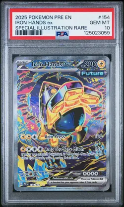PSA 10 Pokemon Prismatic Evolutions Iron Hands ex 154/131 SIR PSA 10 - Image 1