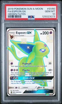 Pokemon Espeon GX SV60/SV94 PSA 10 Gem Mint Hidden Fates: Shiny Vault Holo - Image 1