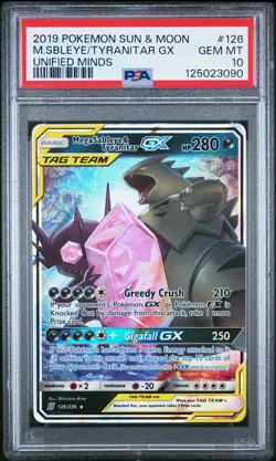 2019 POKEMON SUN & MOON UNIFIED MINDS #126 MEGA SABLEYE & TYRANITAR GX PSA 10 - Image 1