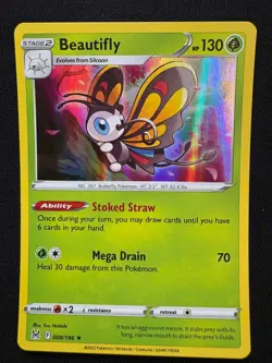 Beautifly 008/196 Holo Rare LP-NM - Pokemon TCG Sword & Shield Lost Origin LOR - Image 1
