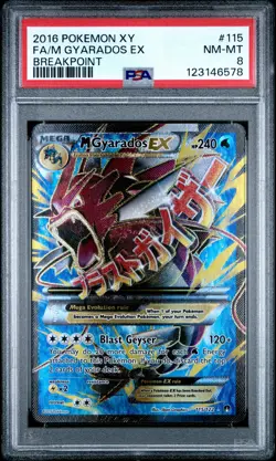 2016 POKEMON XY BREAKPOINT #115 FULL ART/M GYARADOS EX PSA 8 - Image 1