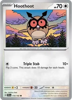 Hoothoot 114/142 Reverse Holo Common LP - Pokemon TCG S&V Stellar Crown SCR - Image 4