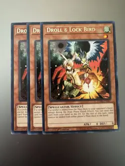Yugioh! Droll & Lock Bird x3 TAMA-EN047 Tactical Masters 1st Ed. - Image 1