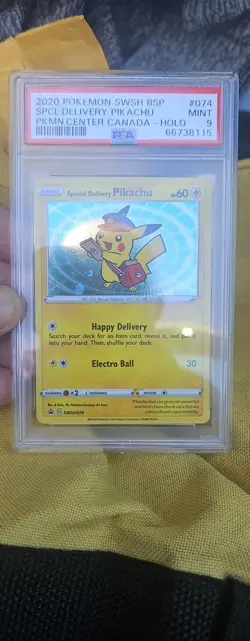 Special Delivery Pikachu SWSH074 SWSH: Sword & Shield Promo Cards Holo PSA 9 - Image 1