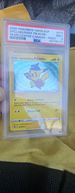 Special Delivery Pikachu SWSH074 SWSH: Sword & Shield Promo Cards Holo PSA 9 - Image 2