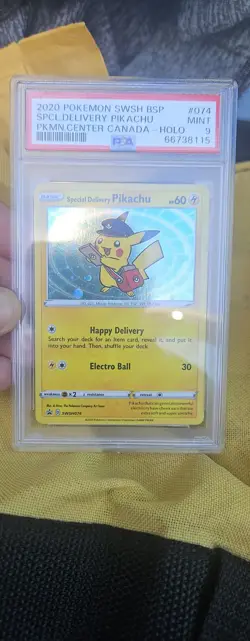 Special Delivery Pikachu SWSH074 SWSH: Sword & Shield Promo Cards Holo PSA 9 - Image 3