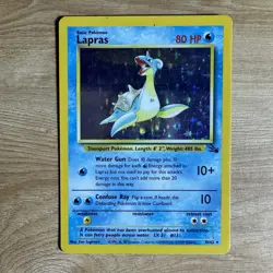 Lapras 10/62 Pokemon Fossil Holo Rare WOTC Vintage Card English MP Unlimited - Image 1