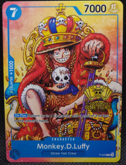 Monkey D Luffy P-043 2nd Anniversary Stamped Promo One Piece Card English LP - Image 1