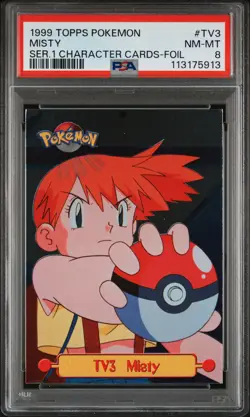 1999 TOPPS POKEMON SERIES 1 CHARACTER CARDS FOIL #TV3 MISTY PSA 8 - Image 1