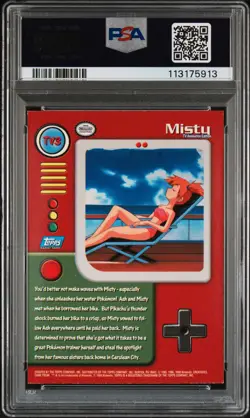 1999 TOPPS POKEMON SERIES 1 CHARACTER CARDS FOIL #TV3 MISTY PSA 8 - Image 2